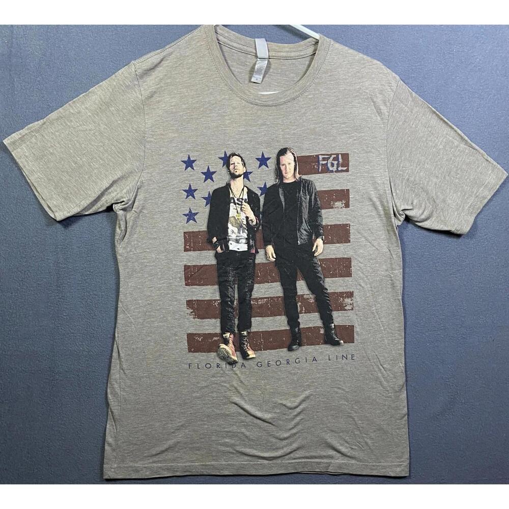 Florida Georgia Line Country Music Concert T-shirt Women's Size Medium Flag EUC!